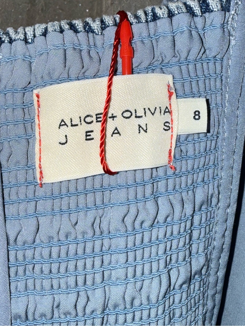 ALICE & OLIVIA Maryann Embroidered Floral Eyelet Denim Dress - Picture 6 of 6